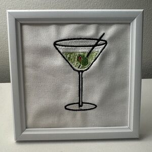 Martini Glass Embroidered Picture Decor